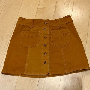 Madewell Tan Button-Front Mini Skirt